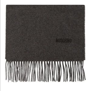 NWT Moschino Wool Fringe Logo Scarf Unisex